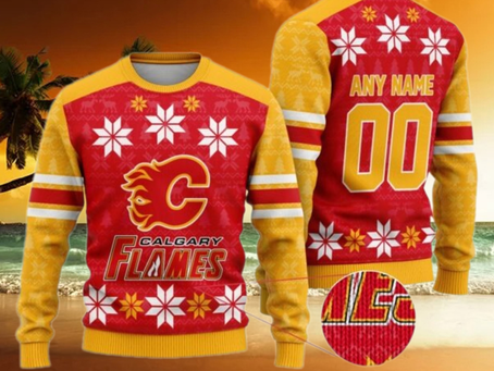 Personalized Calgary Flames Ugly Sweater For Christmas