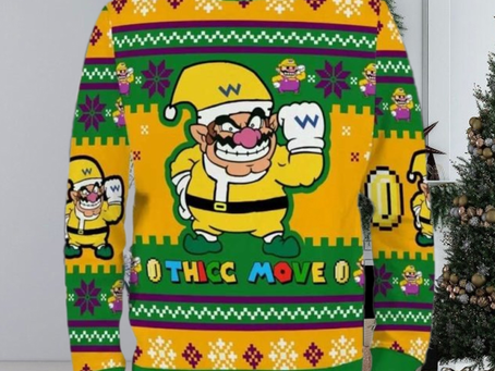 Wario Super Mario Thicc Move Christmas Ugly Sweater