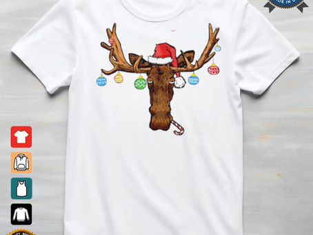Reindeer Santa hat moose Christmas ball 2024 shirt
