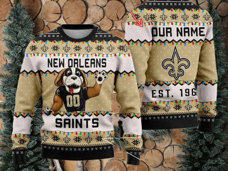 NFL New Orleans Saints Cute Mascot Custom Ugly Christmas Sweater