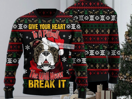 Santa Claus Bulldog Face Black Naughty Ugly Sweater