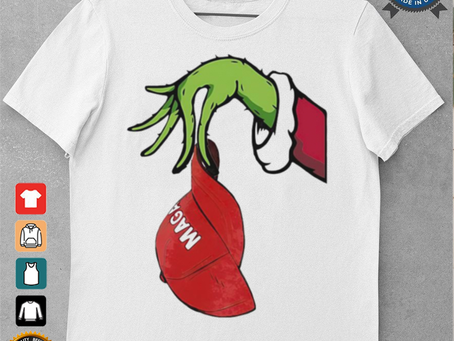 Christmas Grinch hand holding Maga hat shirt