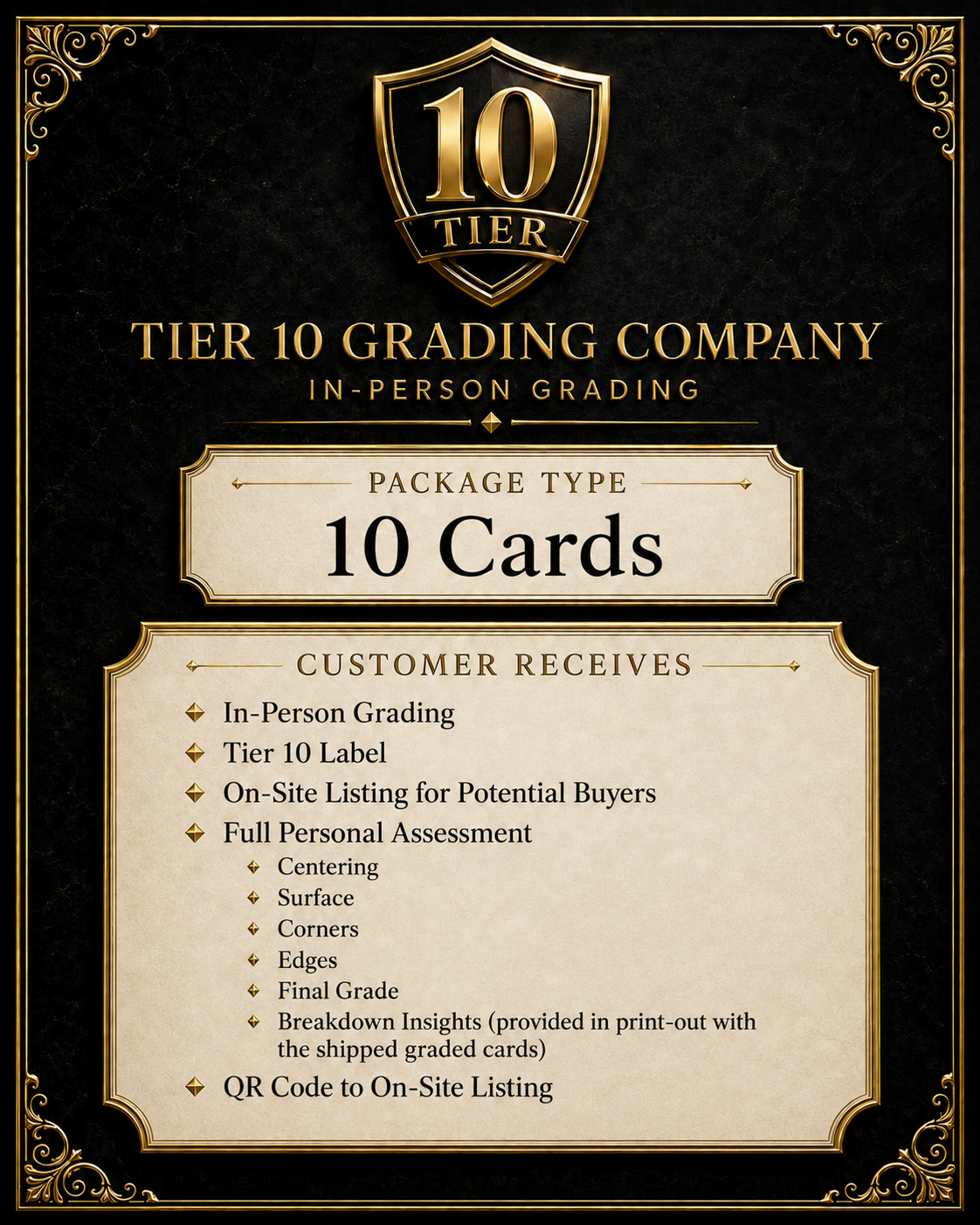 Tier 10 In-Person Grading | 10 Card Package
