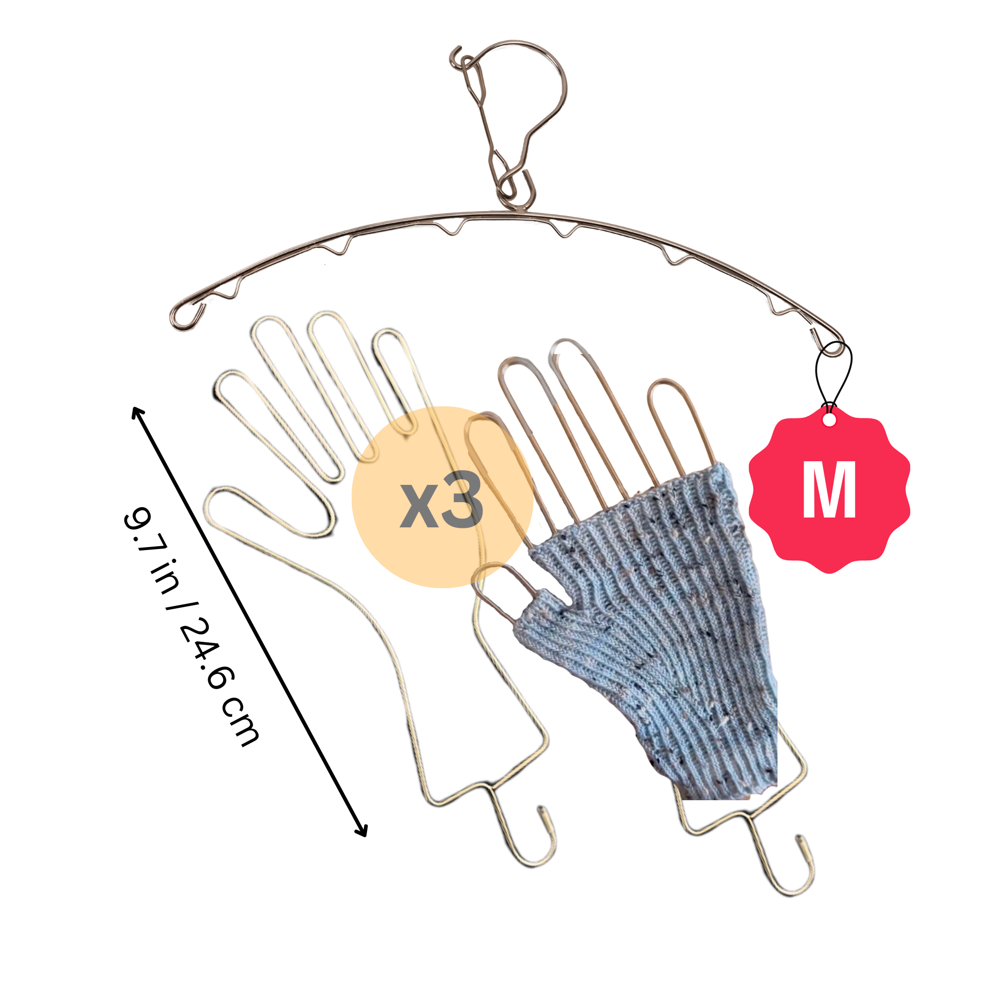 Adult GLOVES Blockers in Medium, Single Pair OR 3-Pair Set with a Free Hanger