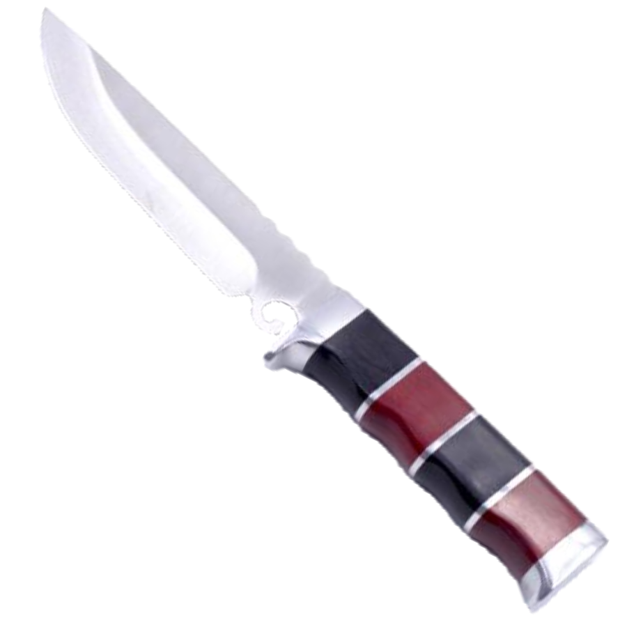 FACA TÁTICA CB-119 COM CABO DE MADEIRA MARROM E PRETO