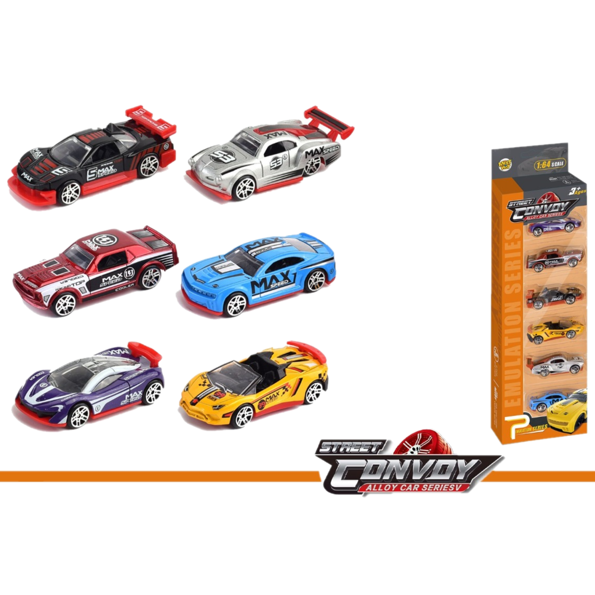 Kit com 6 Mini-Carrinhos Convoy Series