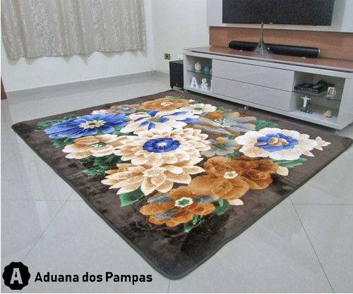 Tapete Aveludado 3D Estampado Azaléia Marrom - 2,00x2,50 mt
