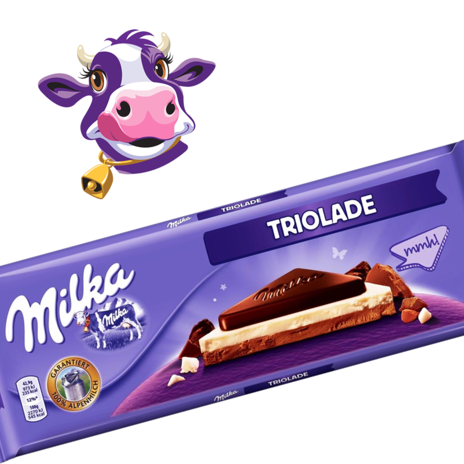 Milka Triolade - Chocolate ao Leite + Chocolate Branco + Chocolate Meio Amargo