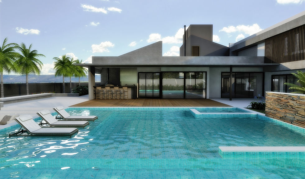 Piscina em residência: Projeto Carmem Avila
