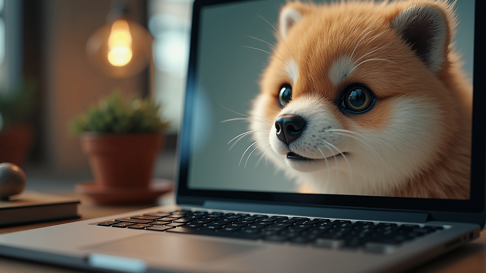 Eye-level view of a digital furry art gallery on a computer screen
