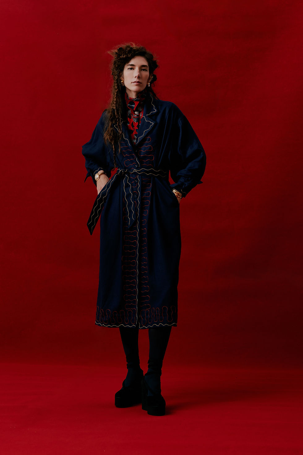 Miniatura: Trench Coat Bordado Marinho
