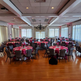 Nashua Country Club ballroom ready for 110 guests at "Pink & Bling"