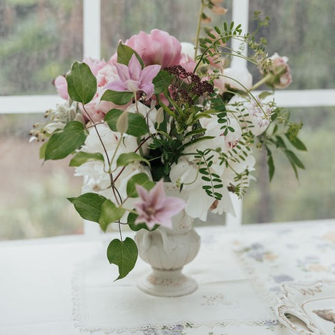 Pink and white peony bouquet