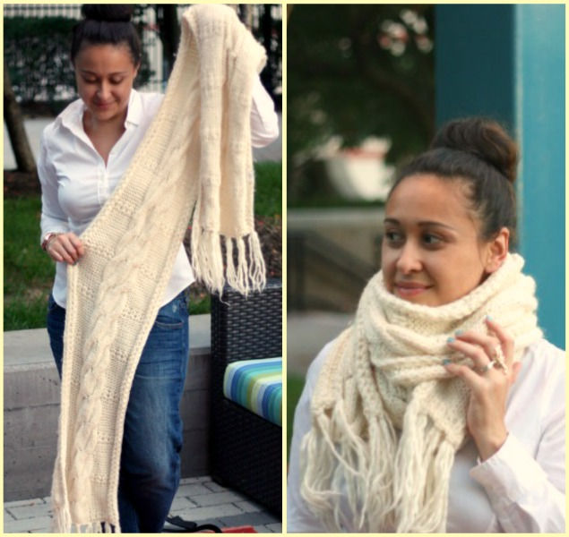 Cable knit! I got this baby at H&M years ago and it's my favorite scarf to wear during the winter months. Where's my pumpkin spiced everything to enjoy while wearing this scarf?