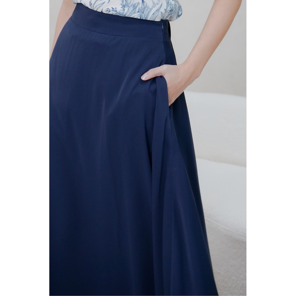 Thumbnail: Cassandra Flare Skirt with Pockets (Maroon / Navy / Black)