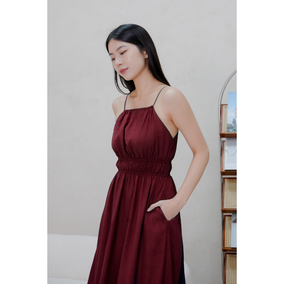 Thumbnail: Sora Halter Sleeveless Midaxi Dress (Maroon / Navy / Black)