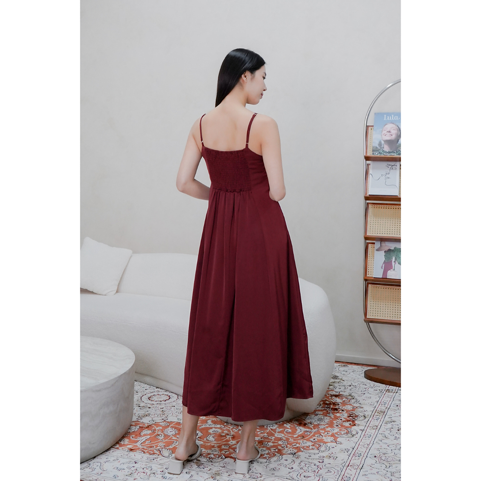 Thumbnail: Mika Sleeveless Midaxi Dress with Pockets (Maroon / Navy / Black)