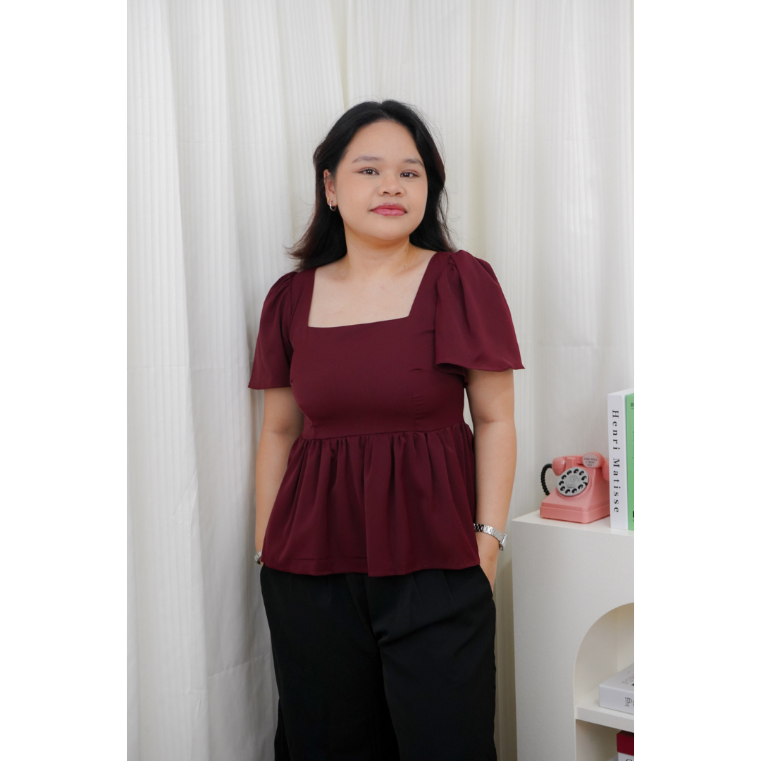 Jolene Flutter Sleeves Top with Back Zip