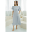 Thumbnail: Zoi Flutter Sleeves Midi Dress in Greyish-Blue