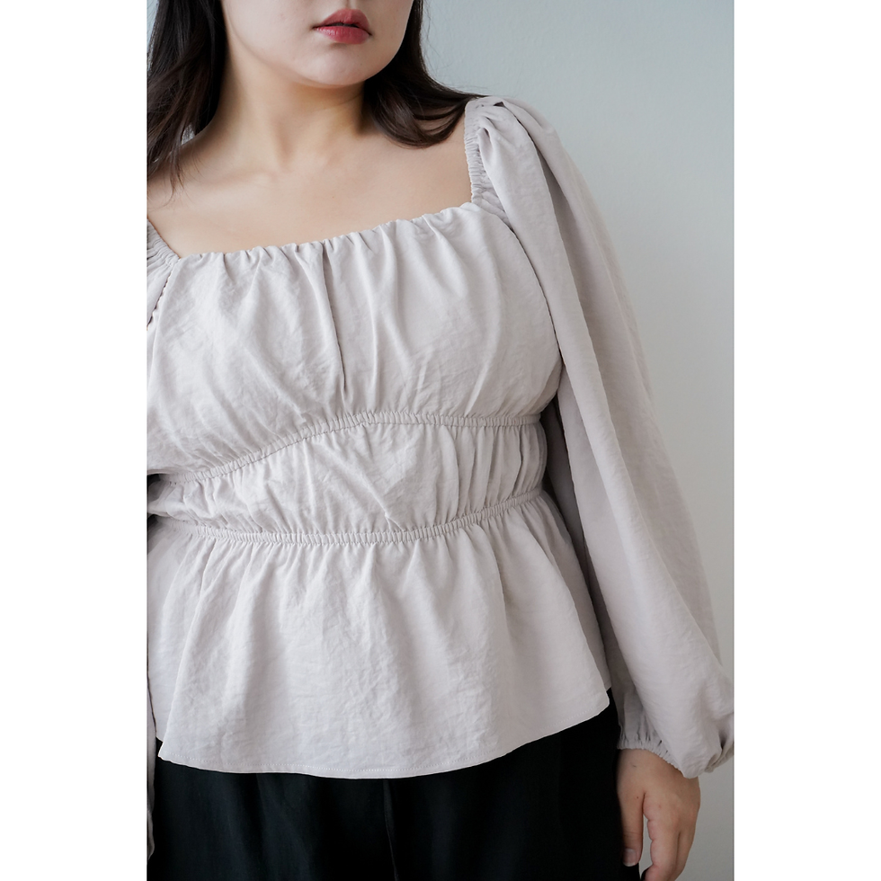 Thumbnail: Cecilia Double Asymmetrical Elastic Waistband Long Sleeve Top