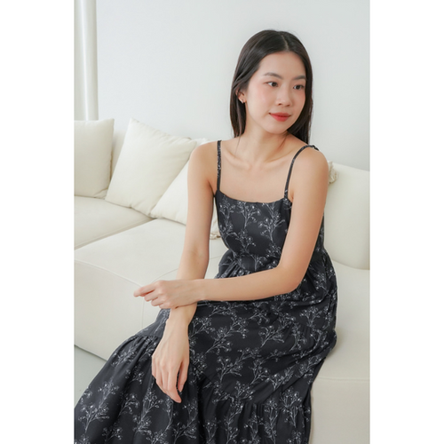 ◆PAULS BOUTIQUE◆ GEMMA BLACK 5008470699 Gemma Leaves Black Sleeveless Midaxi/Maxi with Pockets | The