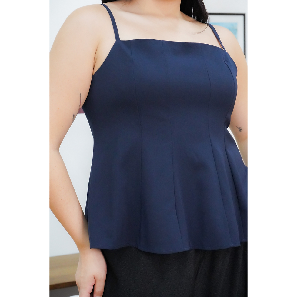 Thumbnail: Blaire Sleeveless Panelled Top (White / Navy / Black)