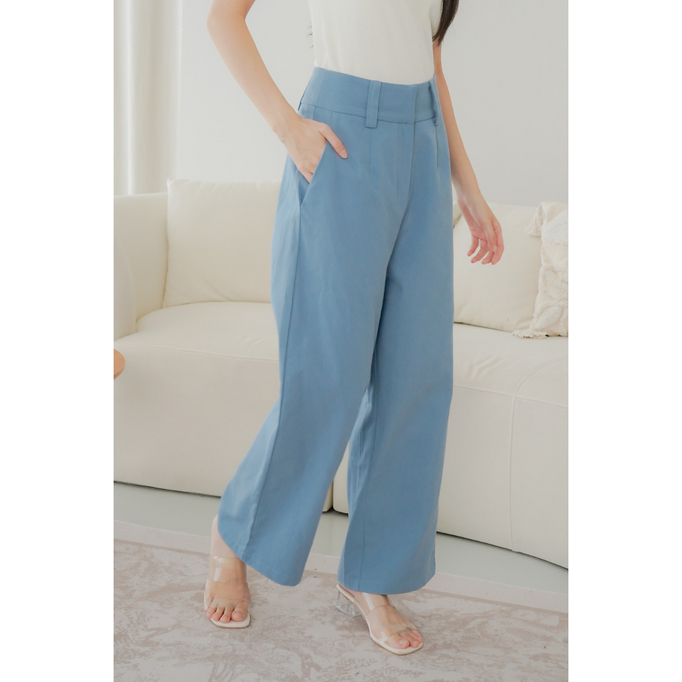 Thumbnail: Jupiter Wide Leg Long Pants (Sky Blue / Dark Navy / Black)