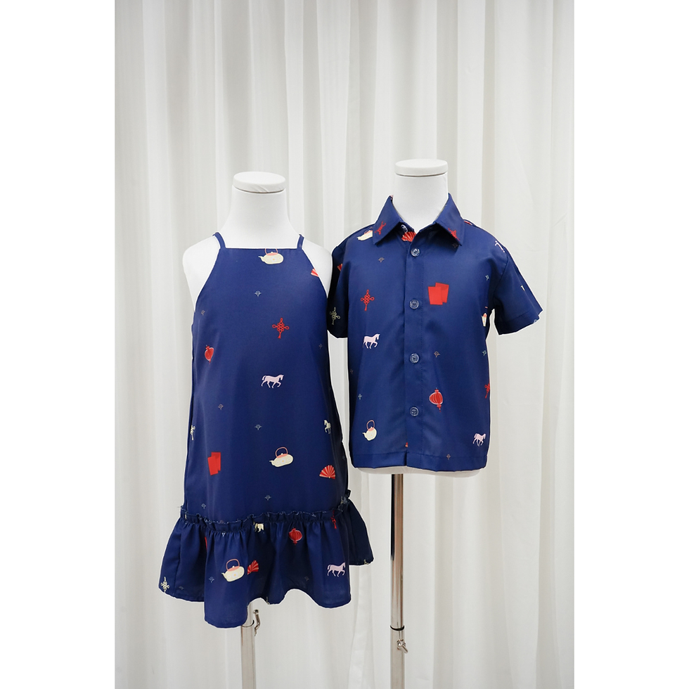 Thumbnail: JUNIOR Rui Prints Polyester Shirt (Royal Blue / Cream)