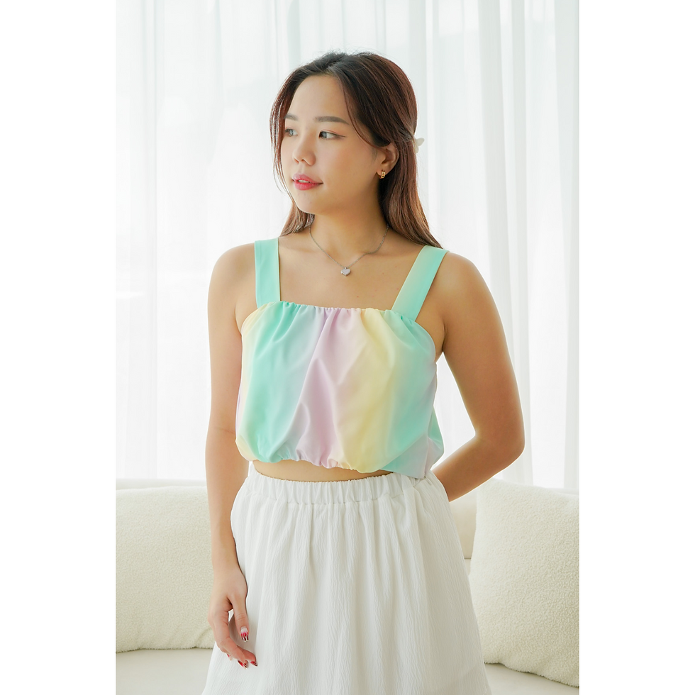 Pastel Rainbow Sleeveless Crop Top