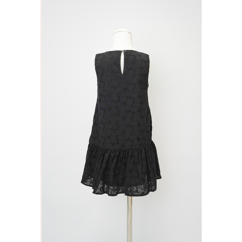 Thumbnail: Mini Bella Sleeveless Eyelet Ruffle Dress with Pockets (Black)