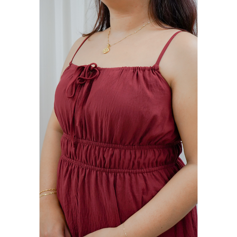 Thumbnail: Briella Double Elastic Waistband Sleeveless Midaxi (Maroon / Navy / Black)