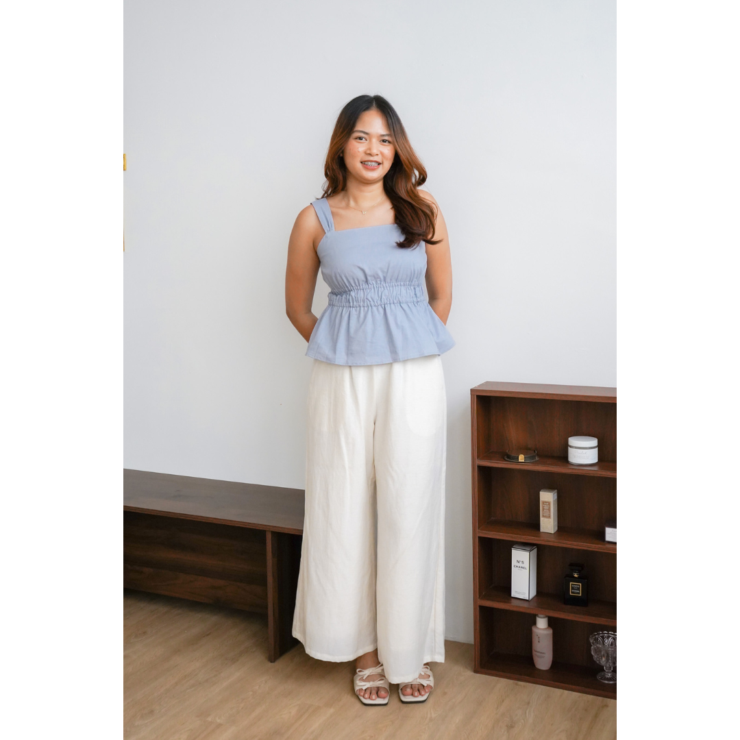 Layla Linen Blend Sleeveless Double Elastic Waistband Top