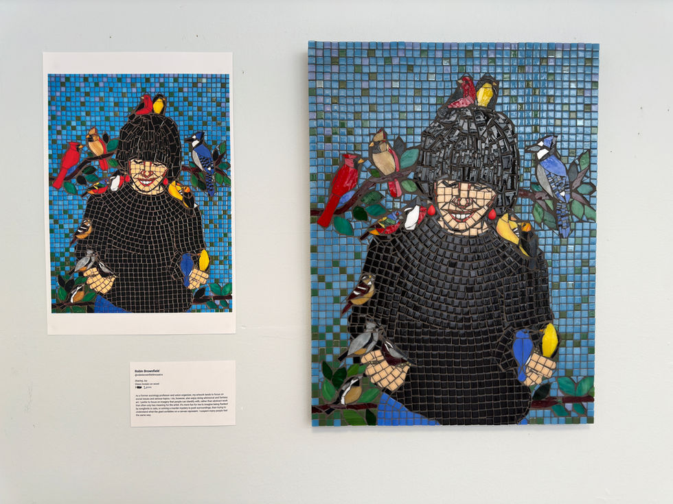 photo of Beyond the HERE and NOW: Originals and Reproductions exhibition, Robin Brownfield "Sharing Joy"
