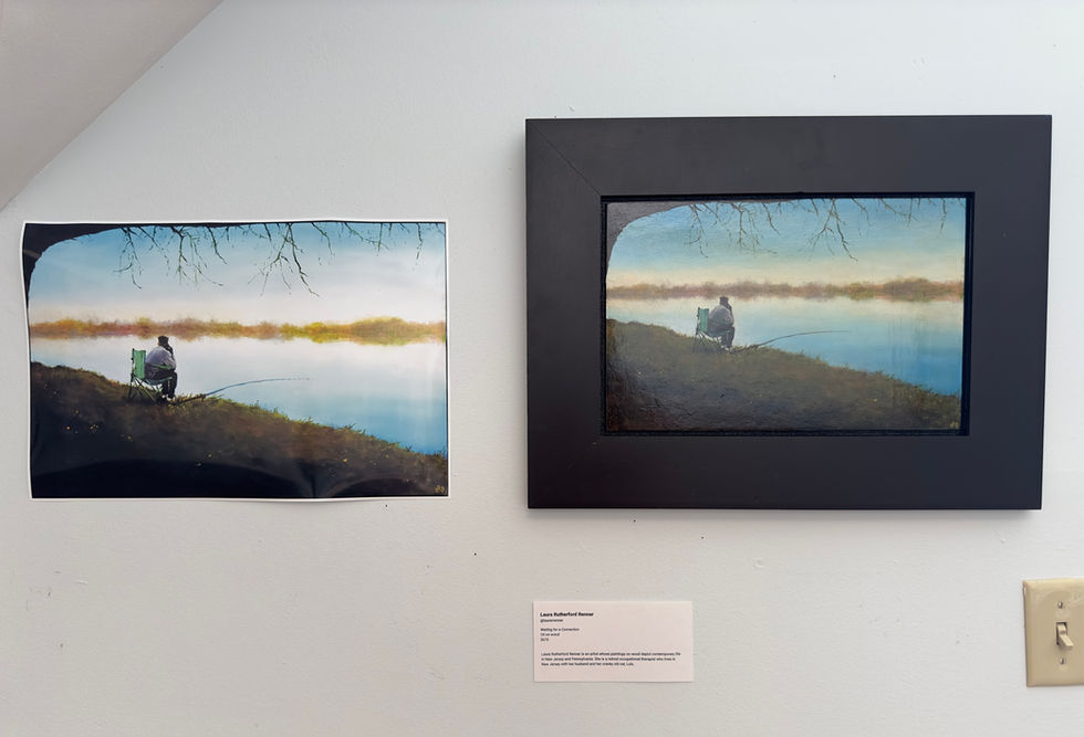 photo of Beyond the HERE and NOW: Originals and Reproductions exhibition, Laura Rutherford Renner "Waiting for a Connection"