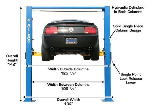 Thumbnail: Atlas 9OHSC Overhead Two-Post Lift – 9,000 lb, Clear Floor Design