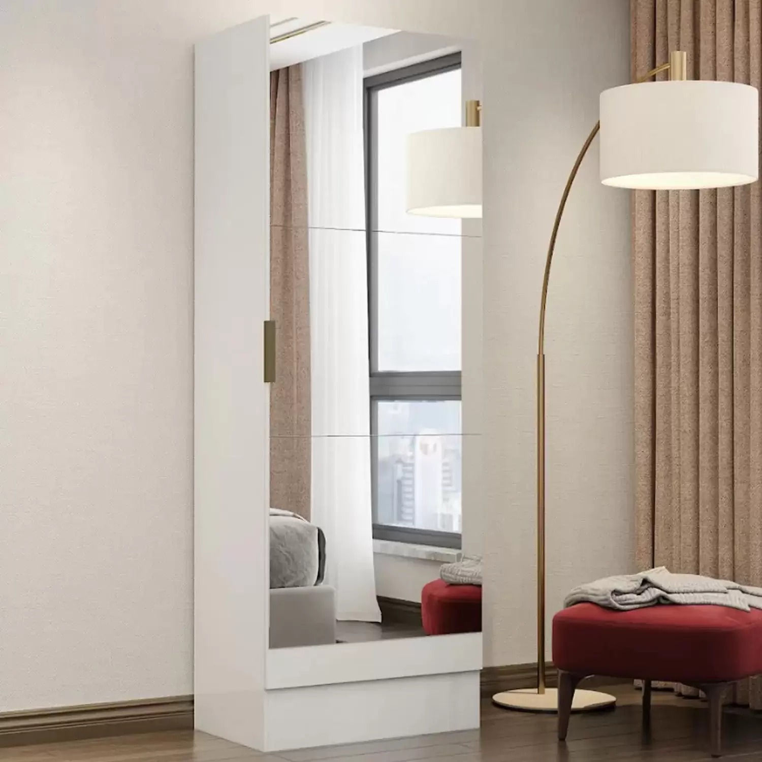 Multiuso Premium 1 Porta 5 Prateleiras com Espelho