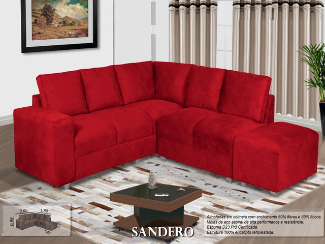Sofá De Canto Sandero 5 lugares e Puff