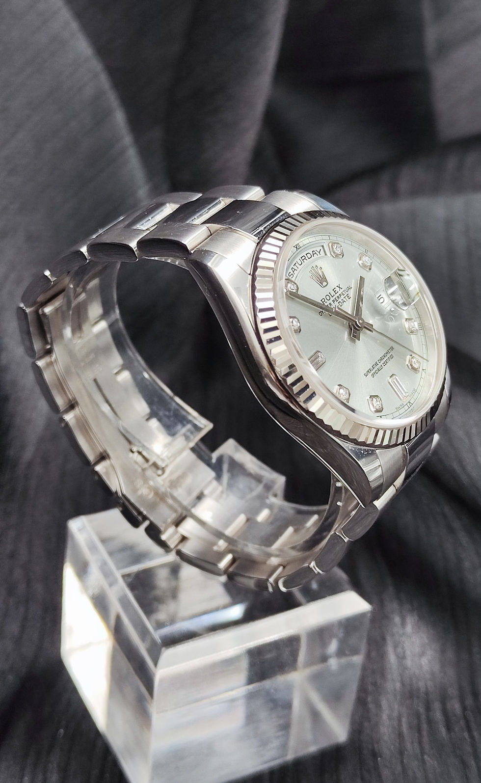 縮圖：Rolex Day-Date Oyster White Gold Ice Blue Diamond Dial