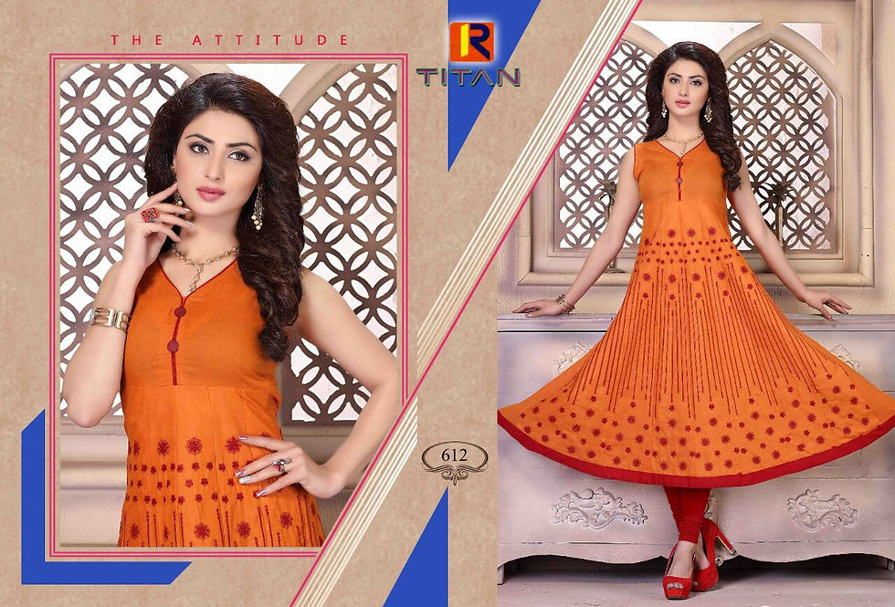 Thumbnail: Titan cotton anarkali kurti in wholesale rate +