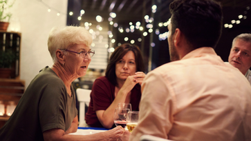 A family discussing succession planning.