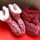 Thumbnail: Winter Fuzzy Warm Cozy Sherpa Lined Split Back Slipper Bootie Set (Red)