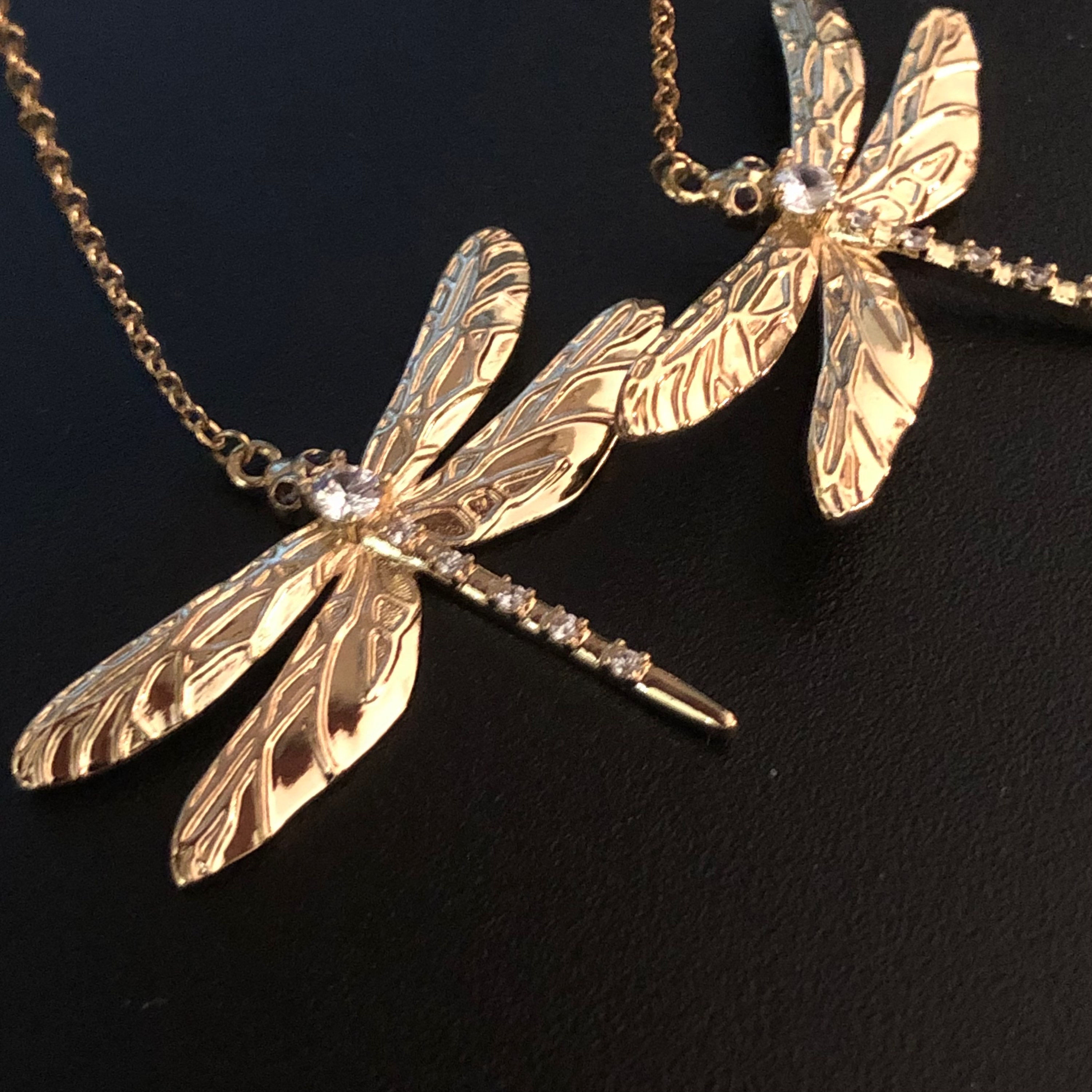 Dragonfly Garnet Drop Earrings