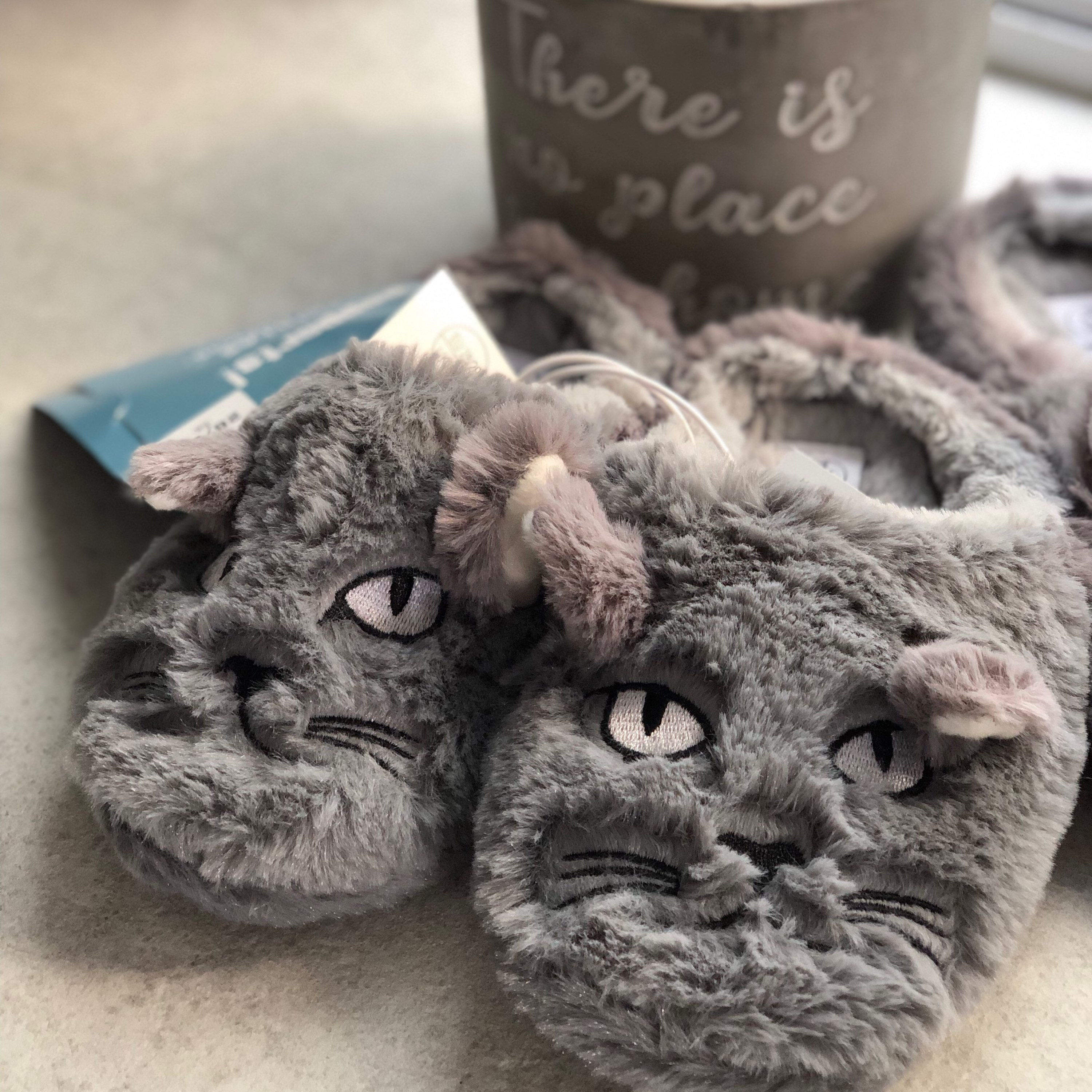 PEPPERTS Fluffy Kids' Slippers - Cat (Grey)