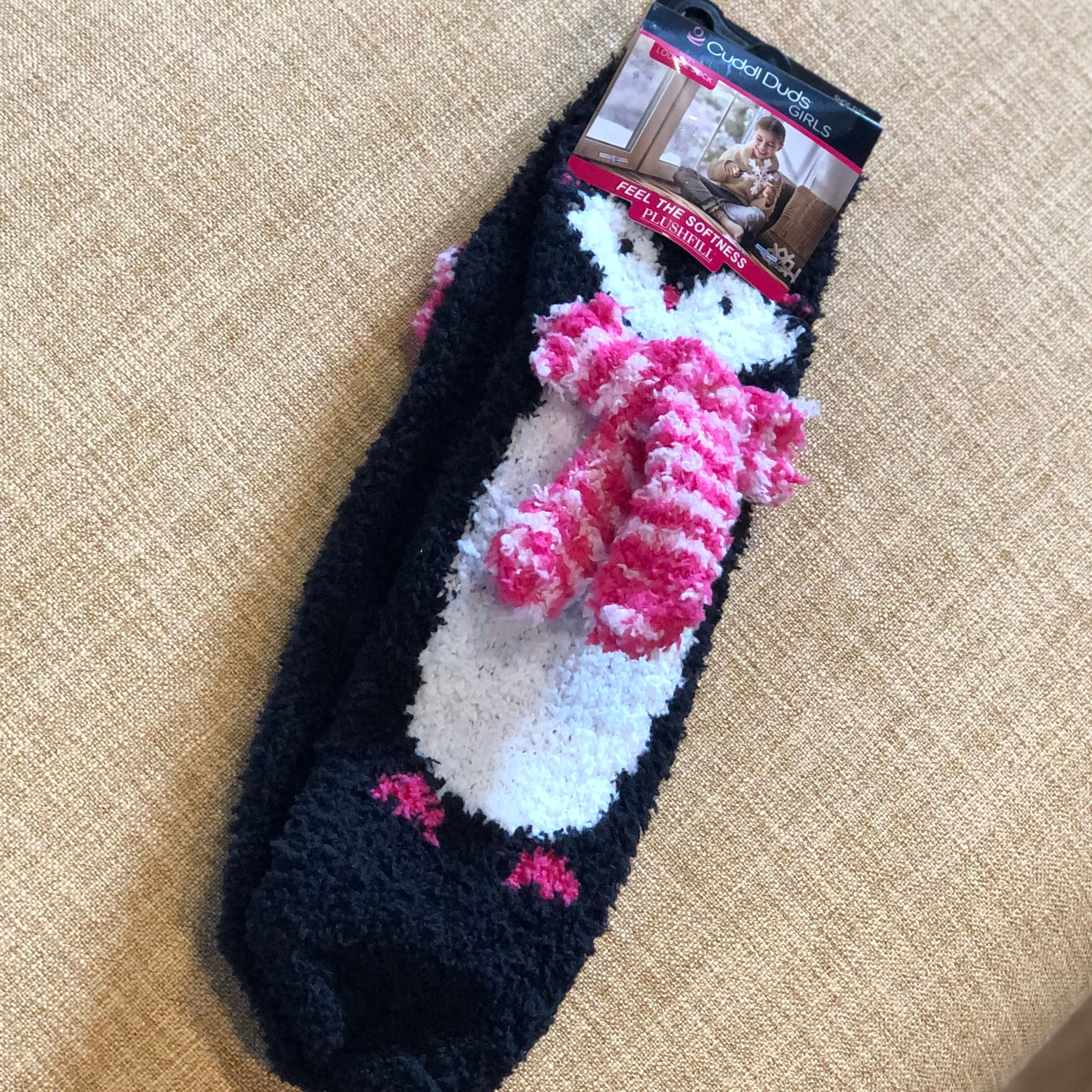 Cuddl Duds Fluffy Fashion Crew Lounge Socks - Penguin