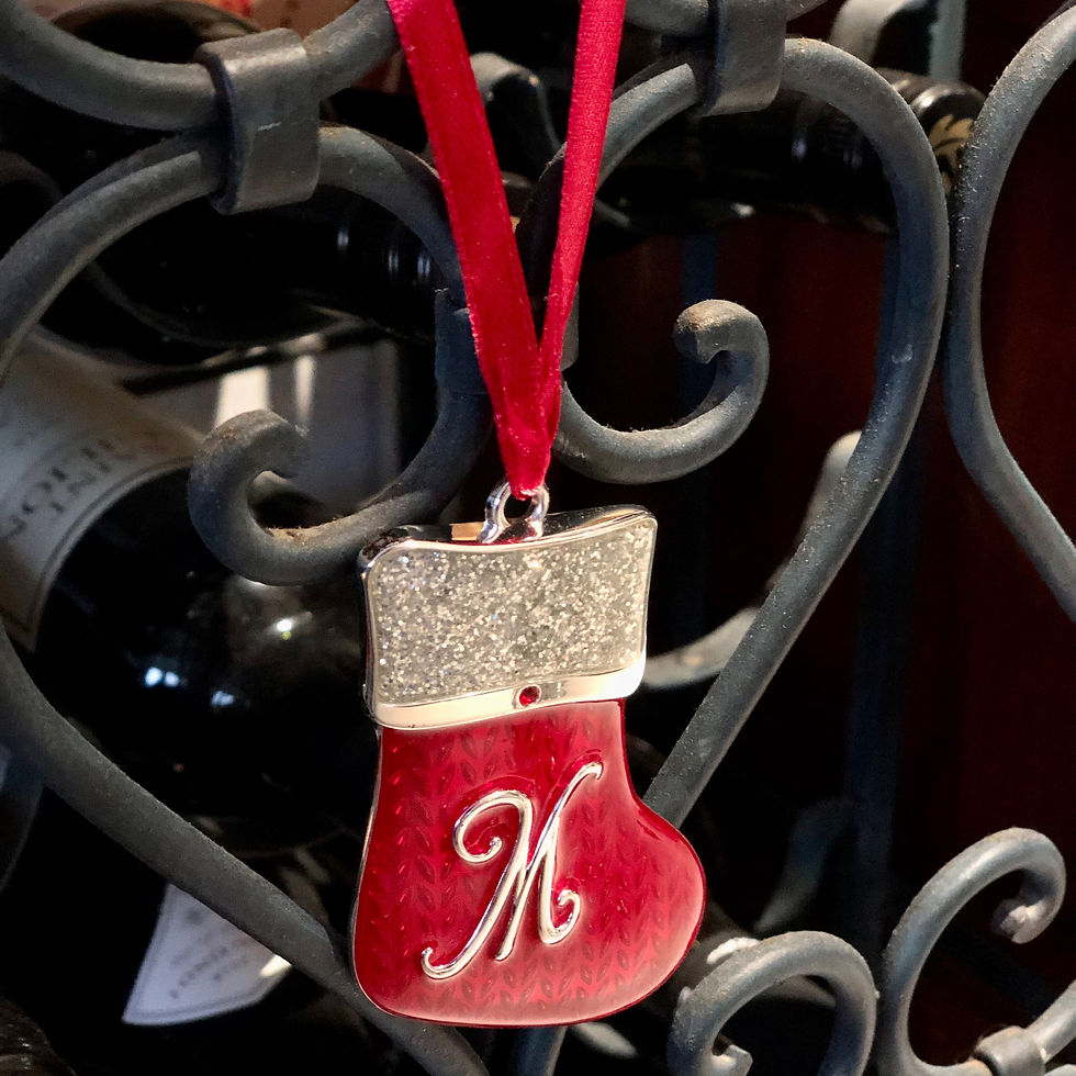 縮圖：HARVEY LEWIS Holiday Ornament - Christmas Sock with 'M'