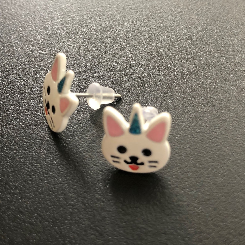 Thumbnail: Handmade Metal Stud Earrings - Cat