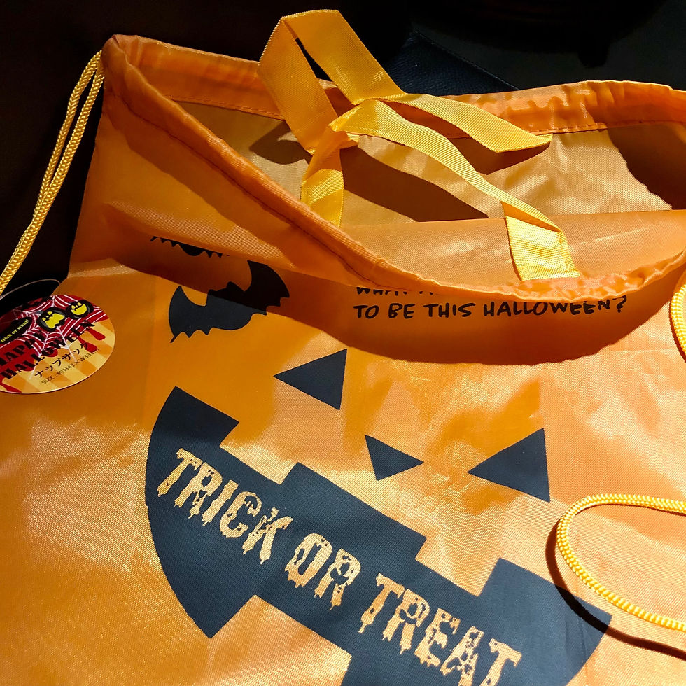 Thumbnail: Orange Nylon Drawstring Bag - Halloween