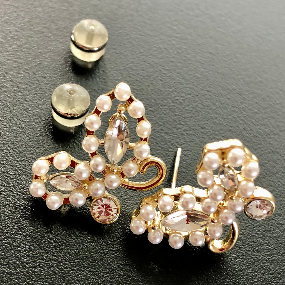 Thumbnail: Handmade Metal Stud Earrings - Butterfly