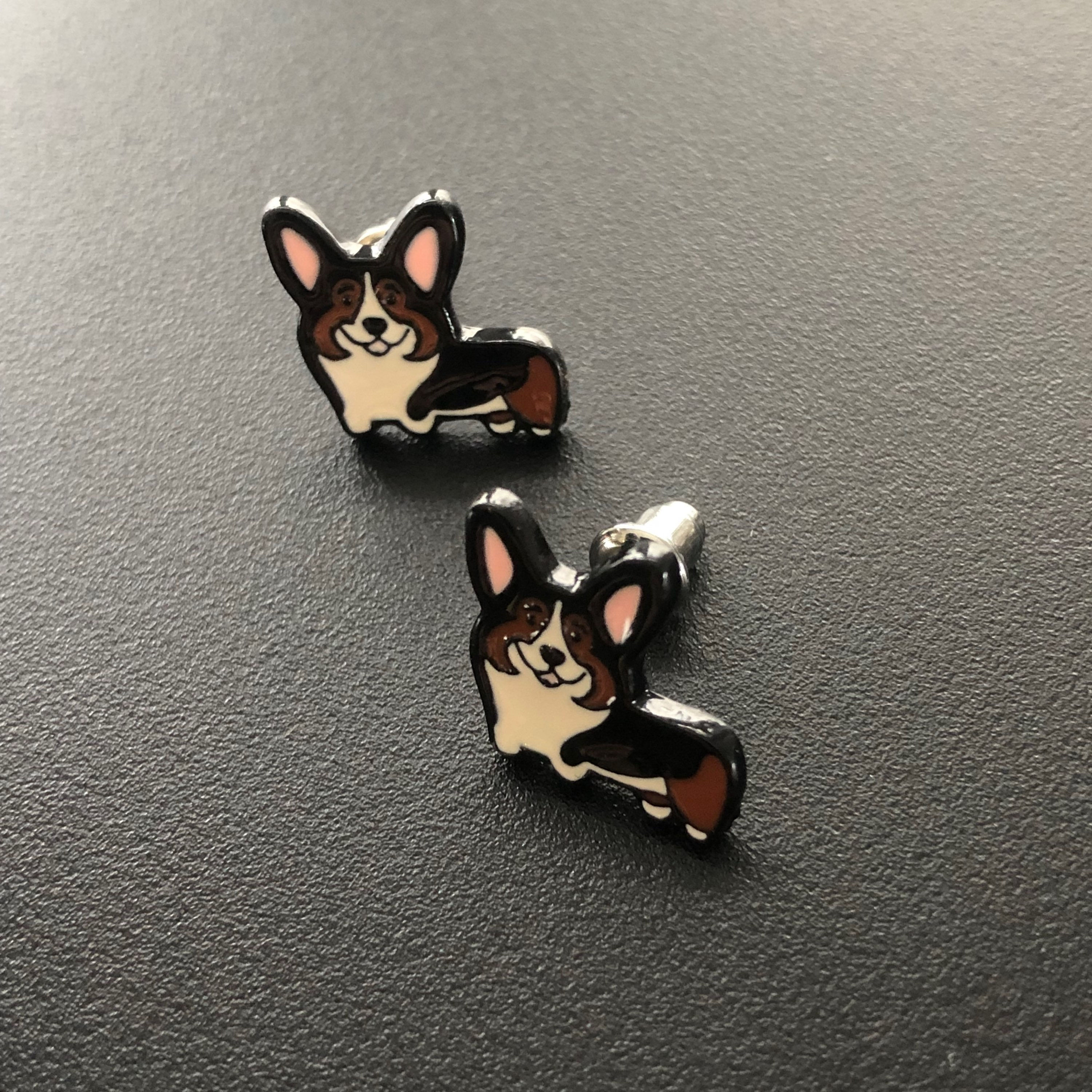 Handmade Metal Stud Earrings - Dog