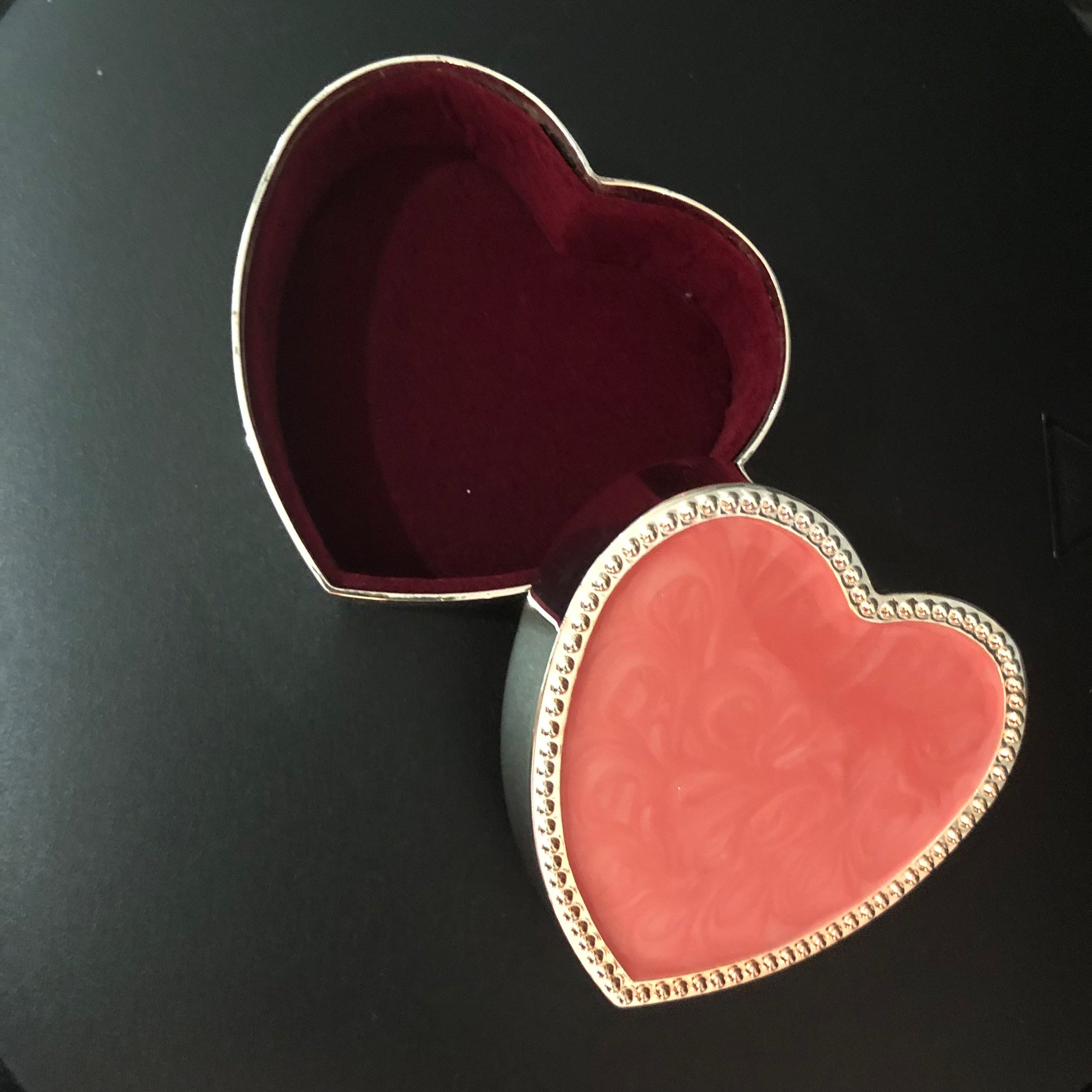 Pink Heart Trinket Box (Silver Tone)